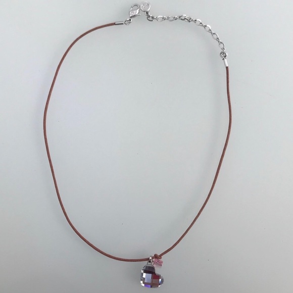 Swarovski Pink Crystal Butterfly & Heart Necklace - Picture 2 of 2